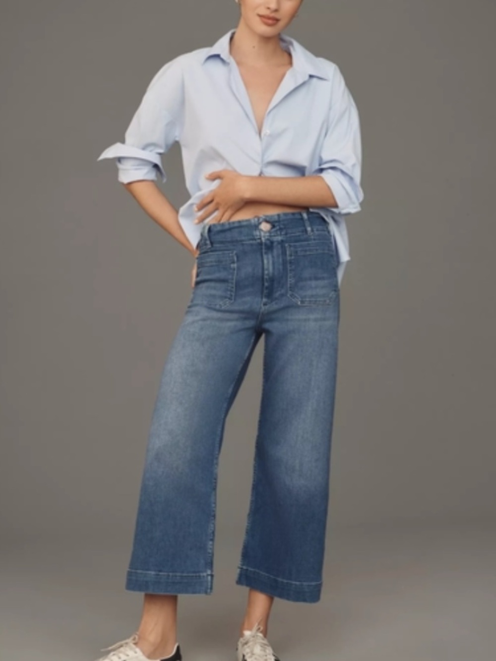 Anthropogie Maeve The Colette Crop High-Rise Wide Leg Jeans Size 28P